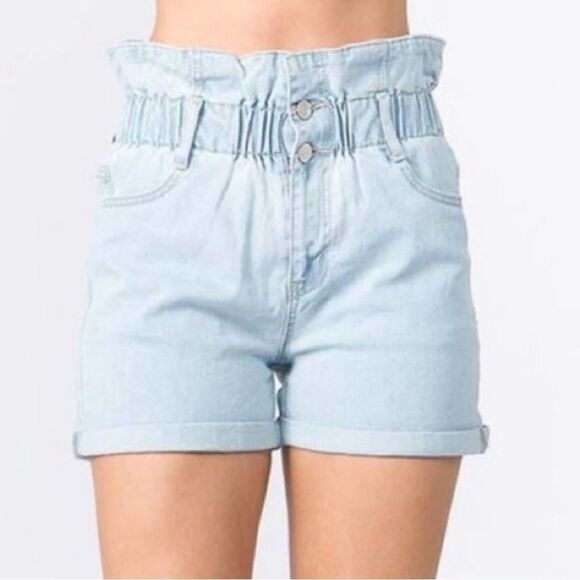 American Bazi High Waisted Paperbag Denim Shorts M - Picture 1 of 11